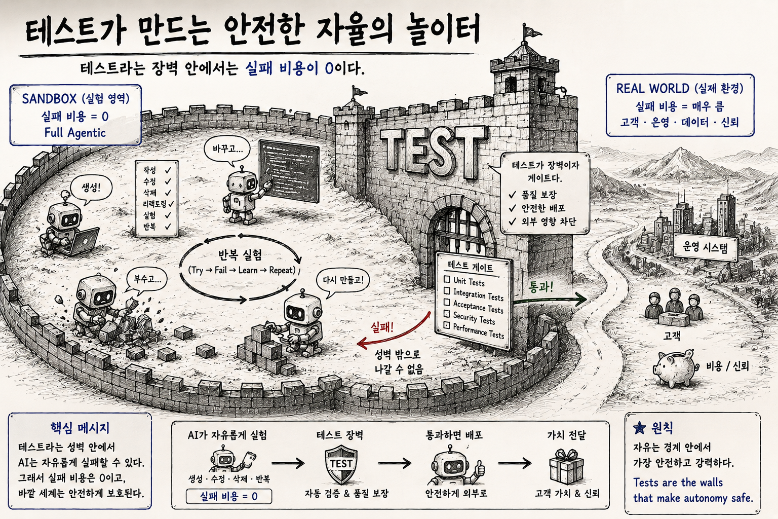 Full Agentic = 복구 비용이 0인 곳 한정 — AI in sandbox